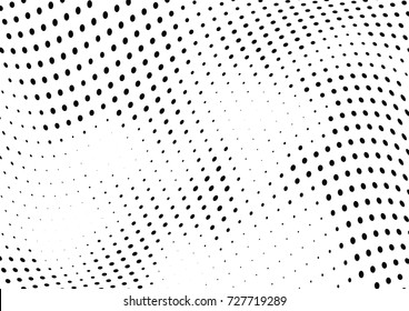 Abstract halftone wave dotted background. Futuristic twisted grunge pattern, dot, circles.  Vector modern optical pop art texture for posters, business cards, cover, labels mock-up, stickers layout