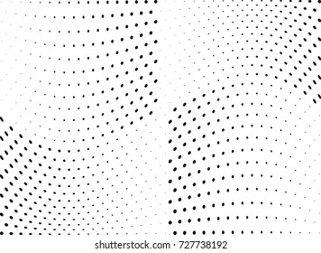 Abstract halftone wave dotted background. Futuristic twisted grunge pattern, dot, circles.  Vector modern optical pop art texture for posters, business cards, cover, labels mock-up, stickers layout