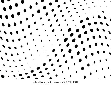 Abstract halftone wave dotted background. Futuristic twisted grunge pattern, dot, circles.  Vector modern optical pop art texture for posters, business cards, cover, labels mock-up, stickers layout
