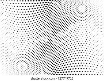 Abstract halftone wave dotted background. Futuristic twisted grunge pattern, dot, circles.  Vector modern optical pop art texture for posters, business cards, cover, labels mock-up, stickers layout