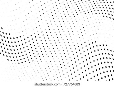 Abstract halftone wave dotted background. Futuristic twisted grunge pattern, dot, circles.  Vector modern optical pop art texture for posters, business cards, cover, labels mock-up, stickers layout