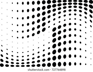 Abstract halftone wave dotted background. Futuristic twisted grunge pattern, dot, circles.  Vector modern optical pop art texture for posters, business cards, cover, labels mock-up, stickers layout