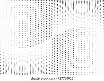 Abstract halftone wave dotted background. Futuristic twisted grunge pattern, dot, circles.  Vector modern optical pop art texture for posters, business cards, cover, labels mock-up, stickers layout