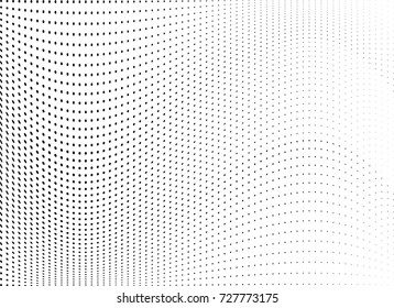 Abstract halftone wave dotted background. Futuristic twisted grunge pattern, dot, circles.  Vector modern optical pop art texture for posters, business cards, cover, labels mock-up, stickers layout