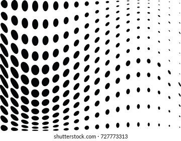 Abstract halftone wave dotted background. Futuristic twisted grunge pattern, dot, circles.  Vector modern optical pop art texture for posters, business cards, cover, labels mock-up, stickers layout