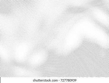 Abstract halftone wave dotted background. Futuristic twisted grunge pattern, dot, circles.  Vector modern optical pop art texture for posters, business cards, cover, labels mock-up, stickers layout