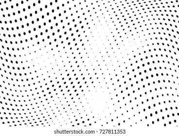 Abstract halftone wave dotted background. Futuristic twisted grunge pattern, dot, circles.  Vector modern optical pop art texture for posters, business cards, cover, labels mock-up, stickers layout
