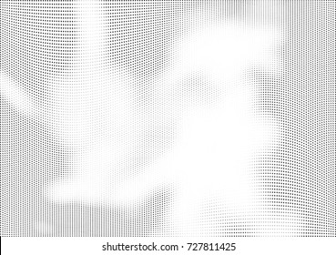 Abstract halftone wave dotted background. Futuristic twisted grunge pattern, dot, circles.  Vector modern optical pop art texture for posters, business cards, cover, labels mock-up, stickers layout