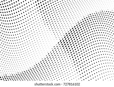 Abstract halftone wave dotted background. Futuristic twisted grunge pattern, dot, circles.  Vector modern optical pop art texture for posters, business cards, cover, labels mock-up, stickers layout