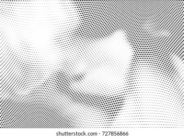 Abstract halftone wave dotted background. Futuristic twisted grunge pattern, dot, circles.  Vector modern optical pop art texture for posters, business cards, cover, labels mock-up, stickers layout