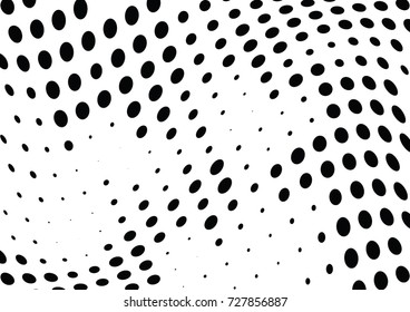 Abstract halftone wave dotted background. Futuristic twisted grunge pattern, dot, circles.  Vector modern optical pop art texture for posters, business cards, cover, labels mock-up, stickers layout