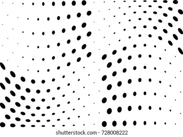 Abstract halftone wave dotted background. Futuristic twisted grunge pattern, dot, circles.  Vector modern optical pop art texture for posters, business cards, cover, labels mock-up, stickers layout