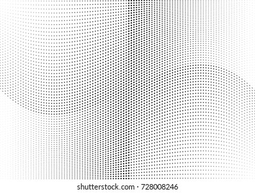 Abstract halftone wave dotted background. Futuristic twisted grunge pattern, dot, circles.  Vector modern optical pop art texture for posters, business cards, cover, labels mock-up, stickers layout