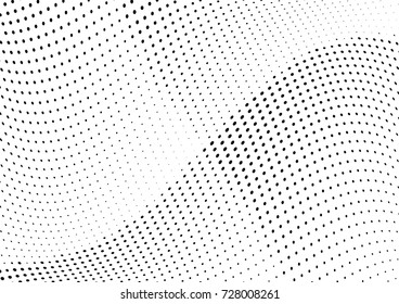 Abstract halftone wave dotted background. Futuristic twisted grunge pattern, dot, circles.  Vector modern optical pop art texture for posters, business cards, cover, labels mock-up, stickers layout