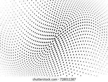 Abstract halftone wave dotted background. Futuristic twisted grunge pattern, dot, circles.  Vector modern optical pop art texture for posters, business cards, cover, labels mock-up, stickers layout