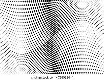 Abstract halftone wave dotted background. Futuristic twisted grunge pattern, dot, circles.  Vector modern optical pop art texture for posters, business cards, cover, labels mock-up, stickers layout