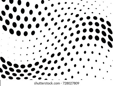 Abstract halftone wave dotted background. Futuristic twisted grunge pattern, dot, circles.  Vector modern optical pop art texture for posters, business cards, cover, labels mock-up, stickers layout
