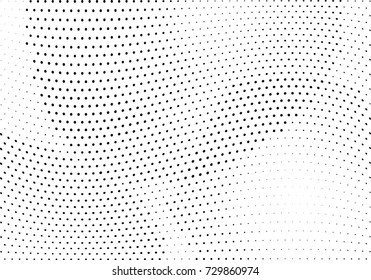 Abstract halftone wave dotted background. Futuristic twisted grunge pattern, dot, circles.  Vector modern optical pop art texture for posters, business cards, cover, labels mock-up, stickers layout