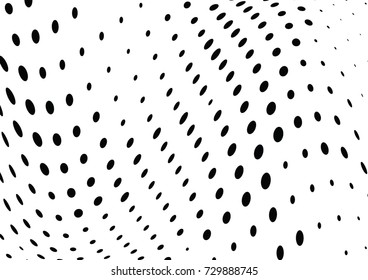 Abstract halftone wave dotted background. Futuristic twisted grunge pattern, dot, circles.  Vector modern optical pop art texture for posters, business cards, cover, labels mock-up, stickers layout