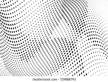 Abstract halftone wave dotted background. Futuristic twisted grunge pattern, dot, circles.  Vector modern optical pop art texture for posters, business cards, cover, labels mock-up, stickers layout