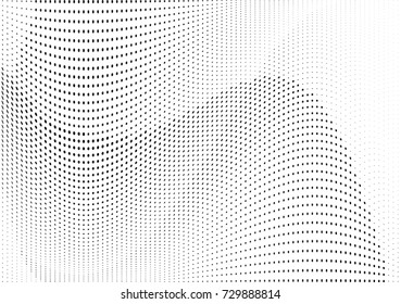 Abstract halftone wave dotted background. Futuristic twisted grunge pattern, dot, circles.  Vector modern optical pop art texture for posters, business cards, cover, labels mock-up, stickers layout