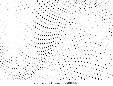 Abstract halftone wave dotted background. Futuristic twisted grunge pattern, dot, circles.  Vector modern optical pop art texture for posters, business cards, cover, labels mock-up, stickers layout