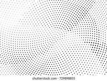 Abstract halftone wave dotted background. Futuristic twisted grunge pattern, dot, circles.  Vector modern optical pop art texture for posters, business cards, cover, labels mock-up, stickers layout