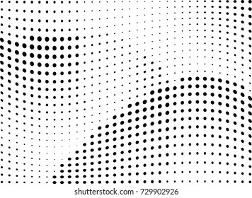 Abstract halftone wave dotted background. Futuristic twisted grunge pattern, dot, circles.  Vector modern optical pop art texture for posters, business cards, cover, labels mock-up, stickers layout