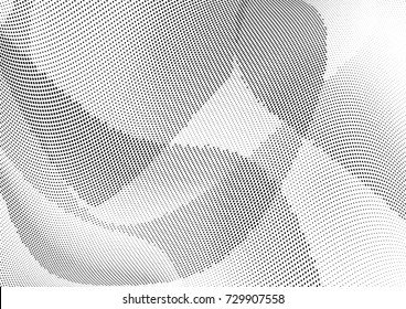 Abstract halftone wave dotted background. Futuristic twisted grunge pattern, dot, circles.  Vector modern optical pop art texture for posters, business cards, cover, labels mock-up, stickers layout