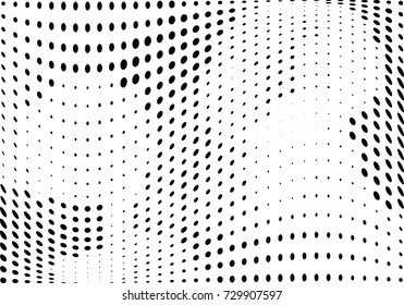 Abstract halftone wave dotted background. Futuristic twisted grunge pattern, dot, circles.  Vector modern optical pop art texture for posters, business cards, cover, labels mock-up, stickers layout