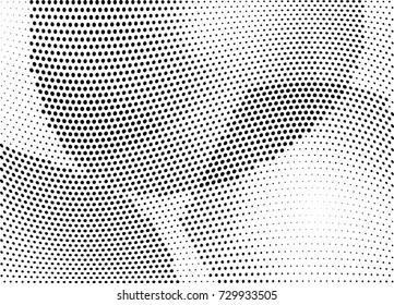 Abstract halftone wave dotted background. Futuristic twisted grunge pattern, dot, circles.  Vector modern optical pop art texture for posters, business cards, cover, labels mock-up, stickers layout