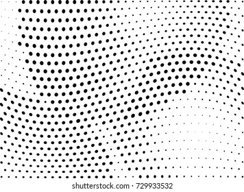 Abstract halftone wave dotted background. Futuristic twisted grunge pattern, dot, circles.  Vector modern optical pop art texture for posters, business cards, cover, labels mock-up, stickers layout