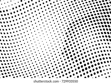 Abstract halftone wave dotted background. Futuristic twisted grunge pattern, dot, circles.  Vector modern optical pop art texture for posters, business cards, cover, labels mock-up, stickers layout