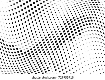 Abstract halftone wave dotted background. Futuristic twisted grunge pattern, dot, circles.  Vector modern optical pop art texture for posters, business cards, cover, labels mock-up, stickers layout
