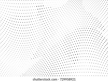 Abstract halftone wave dotted background. Futuristic twisted grunge pattern, dot, circles.  Vector modern optical pop art texture for posters, business cards, cover, labels mock-up, stickers layout