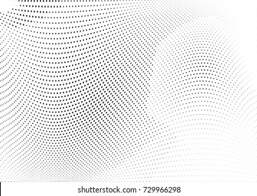 Abstract halftone wave dotted background. Futuristic twisted grunge pattern, dot, circles.  Vector modern optical pop art texture for posters, business cards, cover, labels mock-up, stickers layout