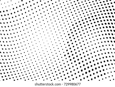 Abstract halftone wave dotted background. Futuristic twisted grunge pattern, dot, circles.  Vector modern optical pop art texture for posters, business cards, cover, labels mock-up, stickers layout