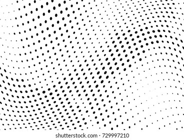 Abstract halftone wave dotted background. Futuristic twisted grunge pattern, dot, circles.  Vector modern optical pop art texture for posters, business cards, cover, labels mock-up, stickers layout