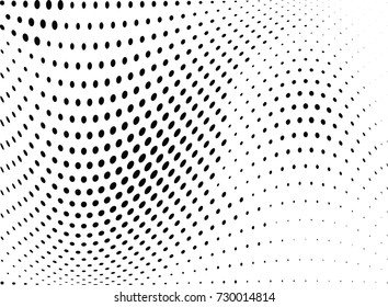 Abstract halftone wave dotted background. Futuristic twisted grunge pattern, dot, circles.  Vector modern optical pop art texture for posters, business cards, cover, labels mock-up, stickers layout