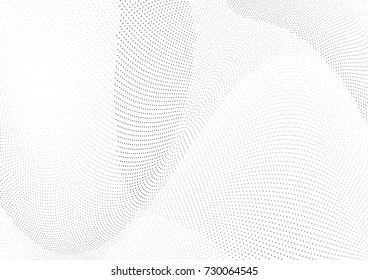 Abstract halftone wave dotted background. Futuristic twisted grunge pattern, dot, circles.  Vector modern optical pop art texture for posters, business cards, cover, labels mock-up, stickers layout