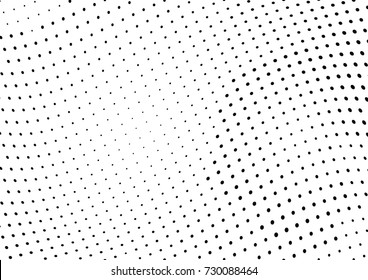 Abstract halftone wave dotted background. Futuristic twisted grunge pattern, dot, circles.  Vector modern optical pop art texture for posters, business cards, cover, labels mock-up, stickers layout