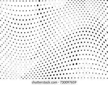 Abstract halftone wave dotted background. Futuristic twisted grunge pattern, dot, circles.  Vector modern optical pop art texture for posters, business cards, cover, labels mock-up, stickers layout