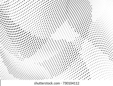 Abstract halftone wave dotted background. Futuristic twisted grunge pattern, dot, circles.  Vector modern optical pop art texture for posters, business cards, cover, labels mock-up, stickers layout