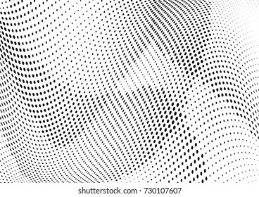 Abstract halftone wave dotted background. Futuristic twisted grunge pattern, dot, circles.  Vector modern optical pop art texture for posters, business cards, cover, labels mock-up, stickers layout