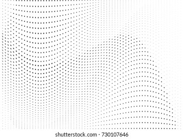 Abstract halftone wave dotted background. Futuristic twisted grunge pattern, dot, circles.  Vector modern optical pop art texture for posters, business cards, cover, labels mock-up, stickers layout