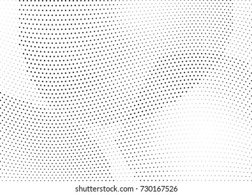 Abstract halftone wave dotted background. Futuristic twisted grunge pattern, dot, circles.  Vector modern optical pop art texture for posters, business cards, cover, labels mock-up, stickers layout