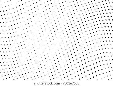 Abstract halftone wave dotted background. Futuristic twisted grunge pattern, dot, circles.  Vector modern optical pop art texture for posters, business cards, cover, labels mock-up, stickers layout