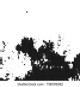 Abstract halftone wave dotted background. Futuristic twisted grunge pattern, dot, circles. Vector futuristic texture for posters, sites, business cards, postcards, interior design, labels.