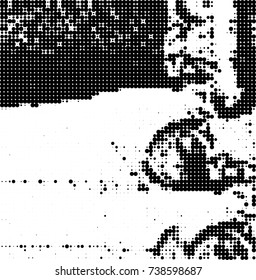 Abstract halftone wave dotted background. Futuristic twisted grunge pattern, dot, circles. Vector futuristic texture for posters, sites, business cards, postcards, interior design, labels.