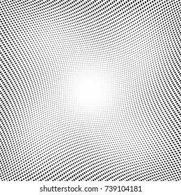 Abstract halftone wave dotted background. Futuristic twisted grunge pattern, dot, circles.  Vector modern optical pop art texture for posters, business cards, cover, labels mock-up, stickers layout